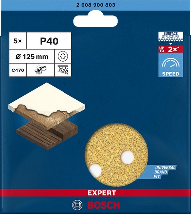 EXPERT C470 Schleifpapier mit 8 Löchern für Exzenterschleifer, 125 mm, G 40, 5-tlg. EXPERT C470 Schleifpapier mit 8 Löchern für Exzenterschleifer, 125 mm, G 40, 5-tlg.