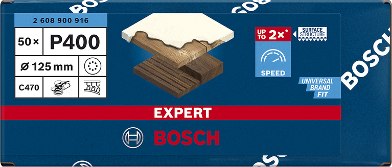 EXPERT C470 Schleifpapier mit 8 Löchern für Exzenterschleifer, 125 mm, G 400, 50-tlg. EXPERT C470 Schleifpapier mit 8 Löchern für Exzenterschleifer, 125 mm, G 400, 50-tlg.
