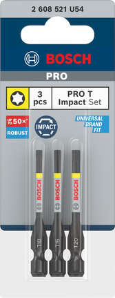 PRO Torx Impact Bit Set, T10, T15, T20, 55 mm, 3-tlg. PRO Torx Impact Bit Set, T10, T15, T20, 55 mm, 3-tlg.