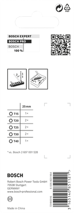 PRO Torx Impact Bit Set, T15; T20(x2); T25(x2); T30(x2); T40, 25 mm, 8-tlg. PRO Torx Impact Bit Set, T15; T20(x2); T25(x2); T30(x2); T40, 25 mm, 8-tlg.