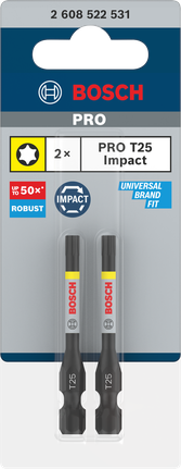 PRO Torx Impact Bit, T25, 55 mm, 2-tlg. PRO Torx Impact Bit, T25, 55 mm, 2-tlg.