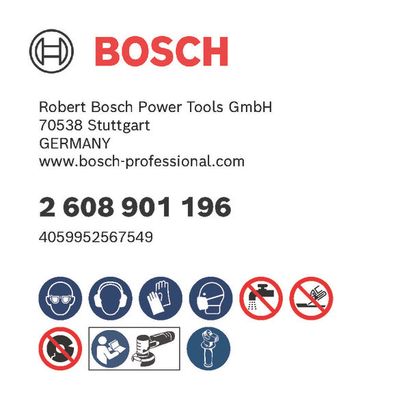 Bosch logo, Postal address, Electronic address, Safety icons Bosch logo, Postal address, Electronic address, Safety icons