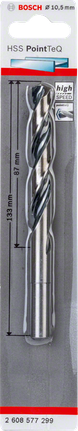 HSS-spiralbor PointTeQ 10,5 mm (reduceret skaft) HSS-spiralbor PointTeQ 10,5 mm (reduceret skaft)