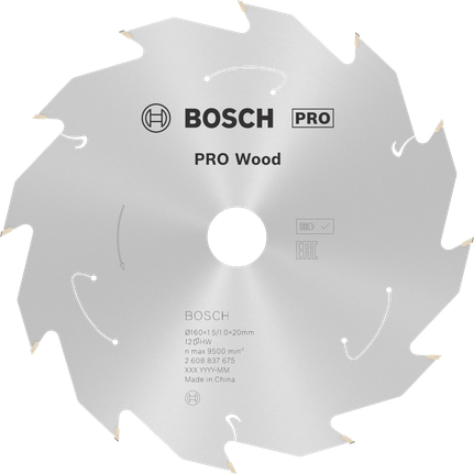 PRO Wood cordless Circular Saw Blade, 160 x 1.5 x 20 mm, T12 PRO Wood cordless Circular Saw Blade, 160 x 1.5 x 20 mm, T12