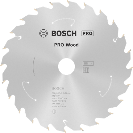 PRO Wood cordless Circular Saw Blade, 160 x 1.5 x 20 mm, T24 PRO Wood cordless Circular Saw Blade, 160 x 1.5 x 20 mm, T24