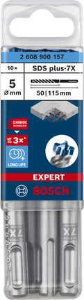 10-delni komplet udarnih svedrov EXPERT SDS plus-7X, 5 x 50 x 115 mm 10-delni komplet udarnih svedrov EXPERT SDS plus-7X, 5 x 50 x 115 mm